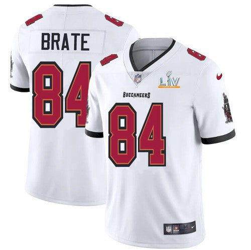 Mens Tampa Bay Buccaneers #84 Cameron Brate White 2021 Super Bowl LV Limited Stitched Jersey