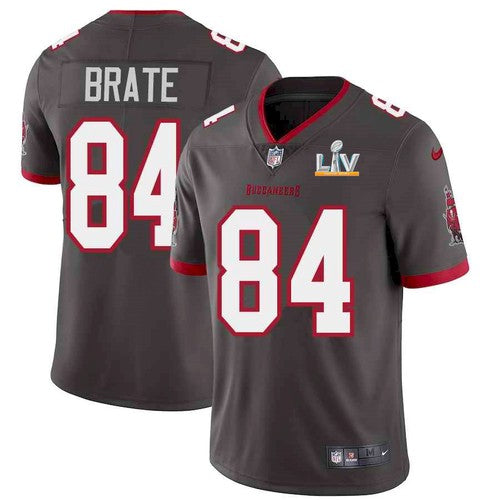 Mens Tampa Bay Buccaneers #84 Cameron Brate Grey 2021 Super Bowl LV Limited Stitched Jersey