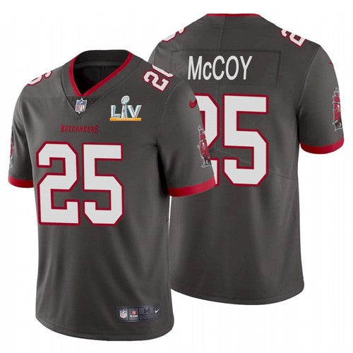 Mens Tampa Bay Buccaneers #25 LeSean McCoy Grey 2021 Super Bowl LV Limited Stitched Jersey