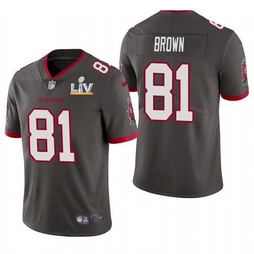 Mens Tampa Bay Buccaneers #81 Antonio Brown Grey 2021 Super Bowl LV Limited Stitched Jersey