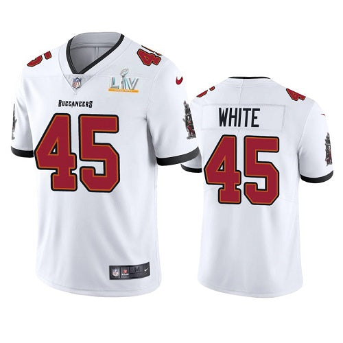 Mens Tampa Bay Buccaneers #45 Devin White White 2021 Super Bowl LV Limited Stitched Jersey
