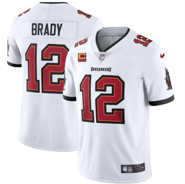 Mens Tampa Bay Buccaneers #12 Tom Brady New White With C Patch Vapor Untouchable Limited Stitched NFL Jersey
