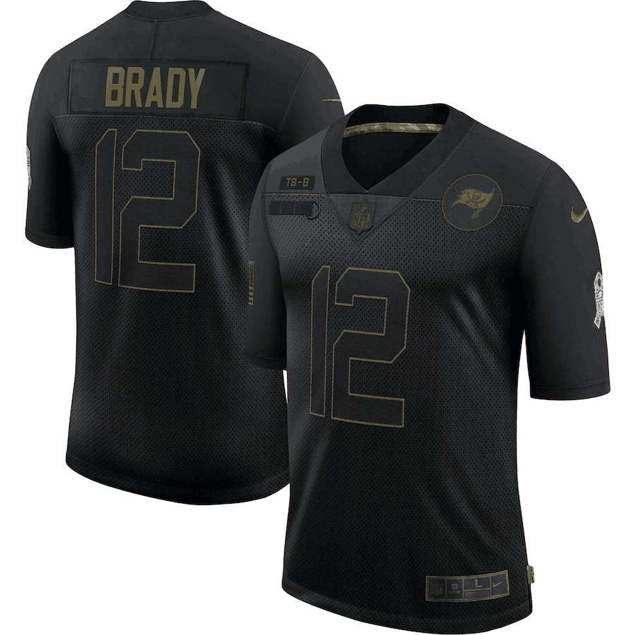 Mens Tampa Bay Buccaneers #12 Tom Brady Black 2020 Salute To Service Limited Stitched Jersey