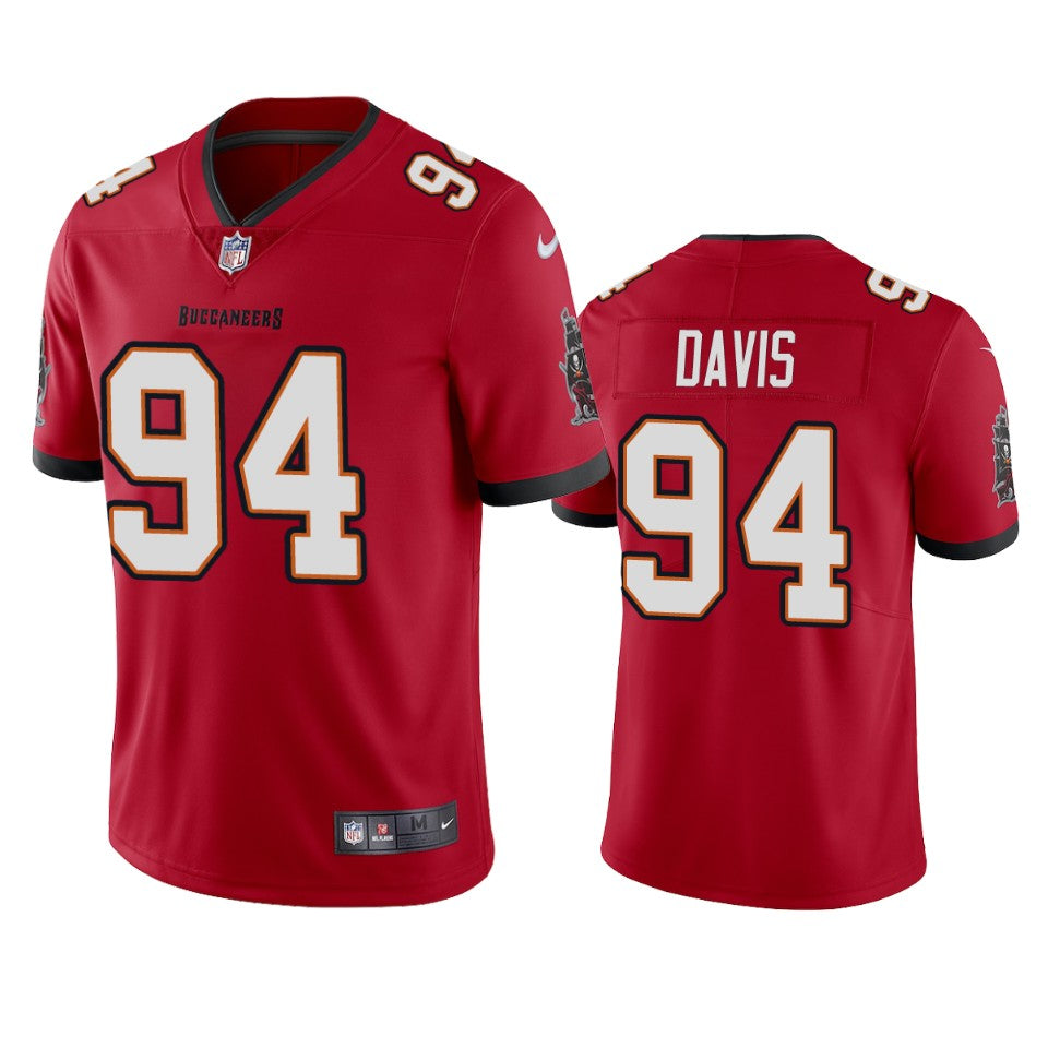 Mens Tampa Bay Buccaneers #94 Khalil Davis New Red Vapor Untouchable Limited Stitched Jersey