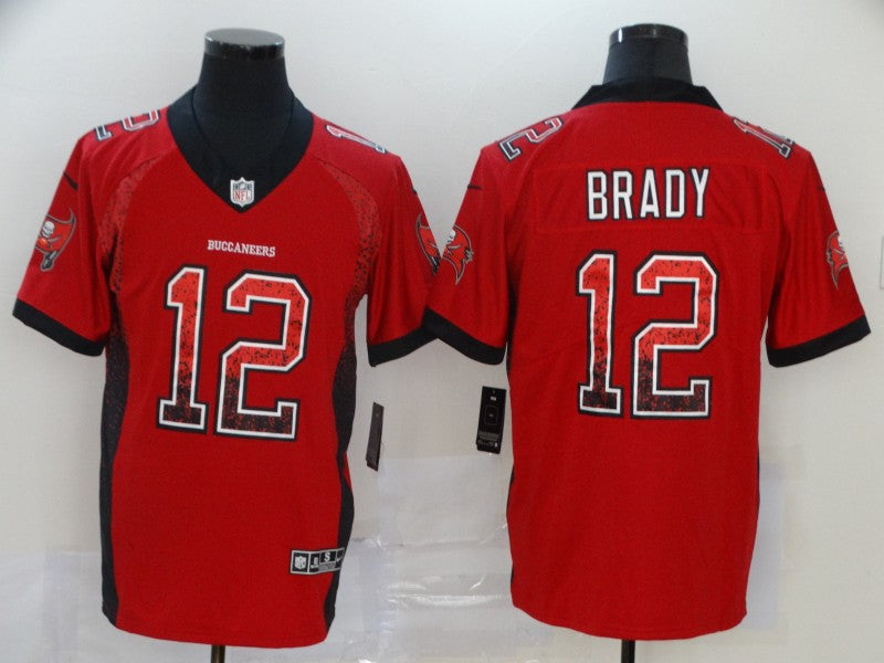 Mens Tampa Bay Buccaneers #12 Tom Brady Red Drift Fashion Color Rush Stitched Jersey