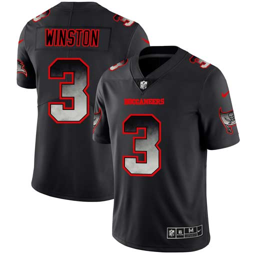 Mens Tampa Bay Buccaneers #3 Jameis Winston Black 2019 Smoke Fashion Limited Stitched NFL Jersey