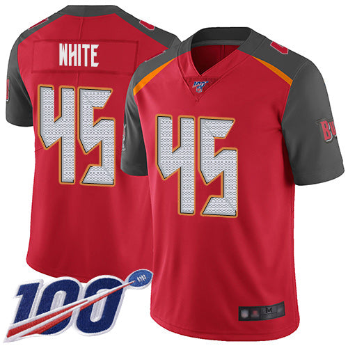 Mens Tampa Bay Buccaneers #45 Devin White Red 2019 100th Season Vapor Untouchable Limited Stitched NFL Jersey
