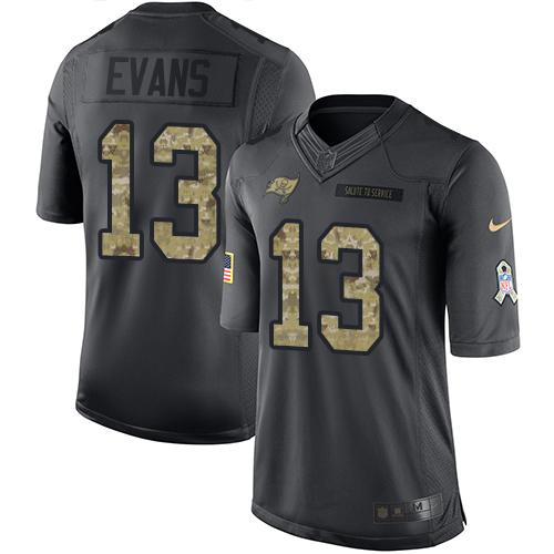 Nike Buccaneers #13 Mike Evans Black Mens Stitched NFL Limited 2016 Salute to Service Jersey