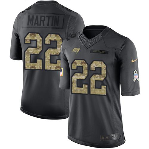 Nike Buccaneers #22 Doug Martin Black Mens Stitched NFL Limited 2016 Salute to Service Jersey