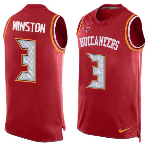 Nike Buccaneers #3 Jameis Winston Red Team Color Mens Stitched NFL Limited Tank Top Jersey