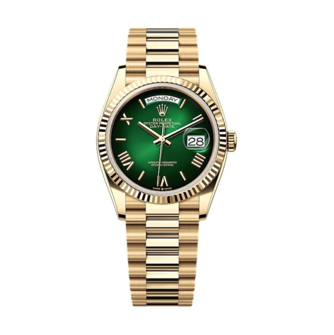 GREEN DIAL DAY DATE PRESIDENT GOLD 40MM WATCH