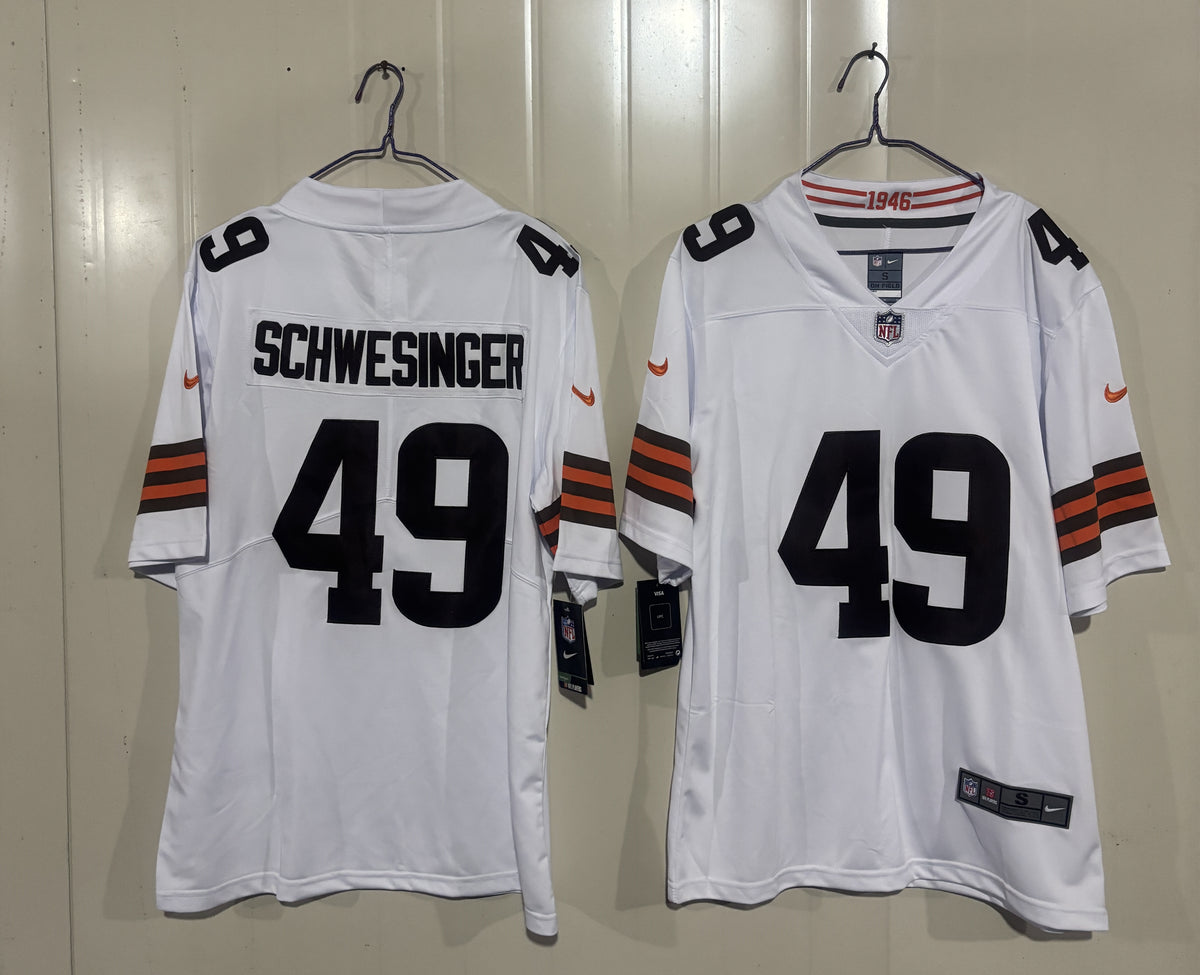 Mens Cleveland Browns #49 Carson Schwesinger White 2026 Vapor Limited Stitched Football Jersey