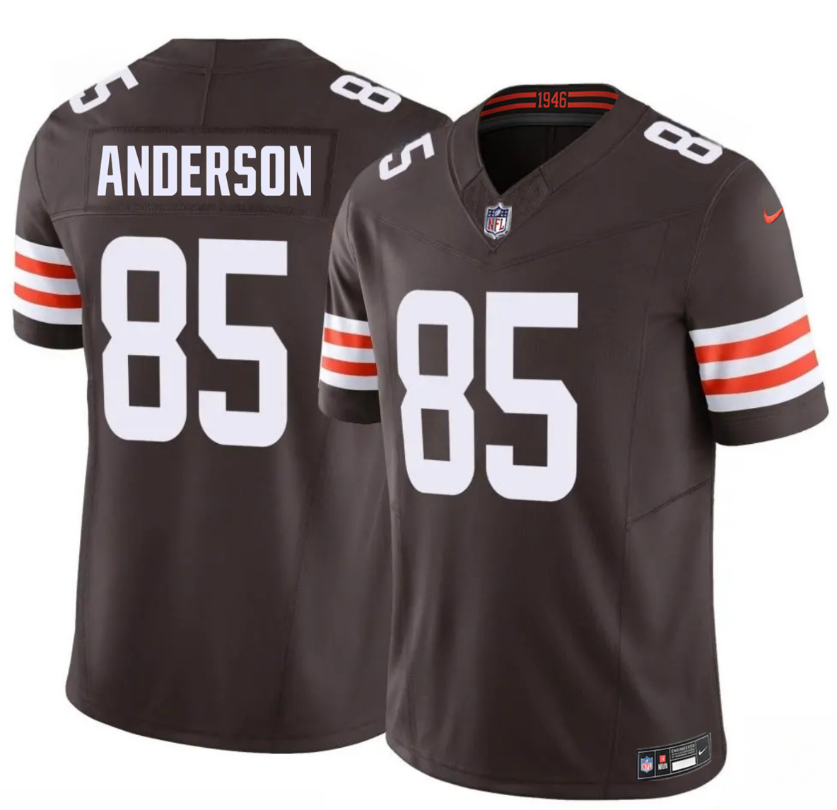 Mens Cleveland Browns #85 Aaron Anderson Brown 2026 Draft FUSE Vapor Limited Stitched Football Jersey