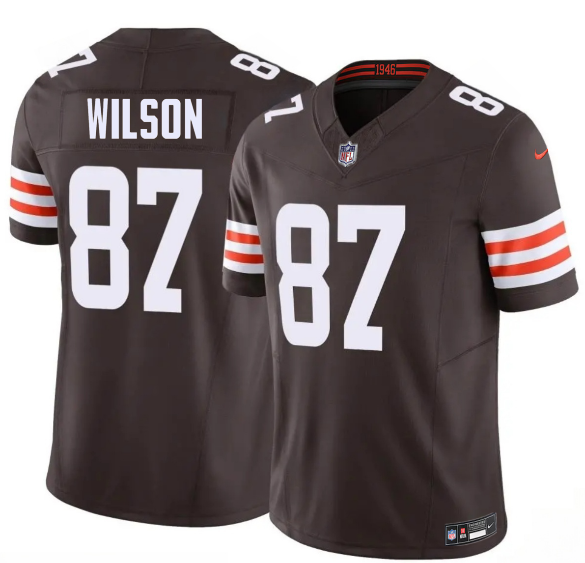 Mens Cleveland Browns #87 Kole Wilson Brown 2026 Draft FUSE Vapor Limited Stitched Football Jersey
