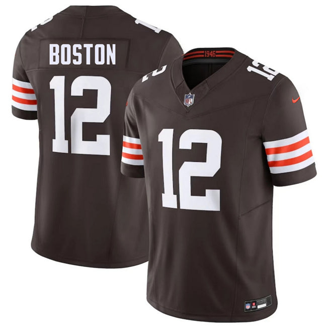 Mens Cleveland Browns #12 Denzel Boston Brown 2026 Draft FUSE Vapor Limited Stitched Football Jersey