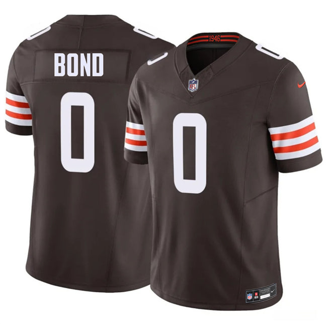 Mens Cleveland Browns #0 Isaiah Bond Brown 2026 Draft FUSE Vapor Limited Stitched Football Jersey