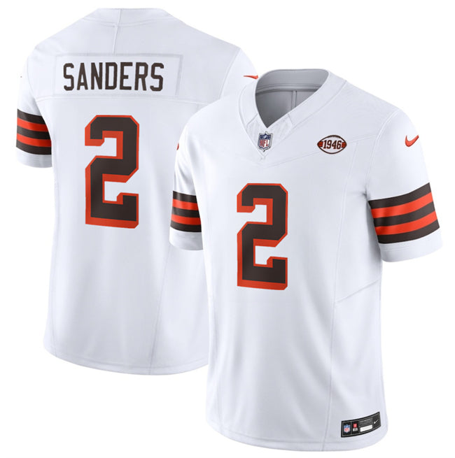 Mens Cleveland Browns #2 Shedeur Sanders White 2026 1946 Collection FUSE Vapor Limited Stitched Football Jersey