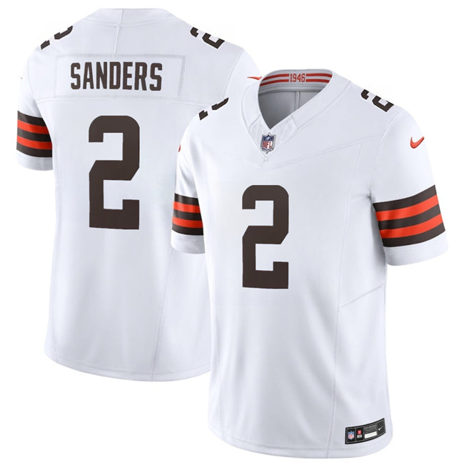 Mens Cleveland Browns #2 Shedeur Sanders White 2026 FUSE Vapor Limited Stitched Football Jersey