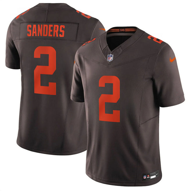 Mens Cleveland Browns #2 Shedeur Sanders Brown 2026 FUSE Alpha Dawg Edition Vapor Limited Stitched Football Jersey