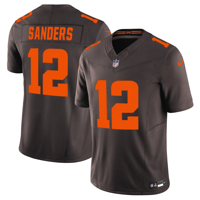 Mens Cleveland Browns #12 Shedeur Sanders Brown 2025 FUSE Alpha Dawg Limited Stitched Football Jersey