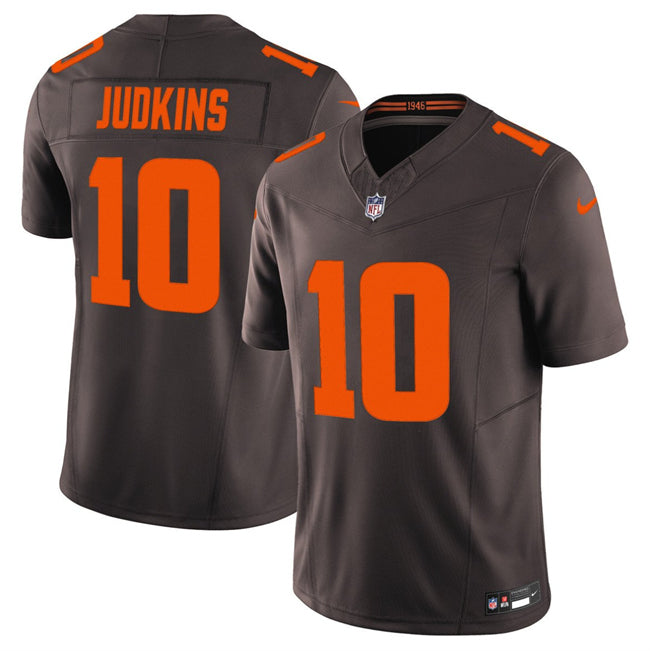 Mens Cleveland Browns #10 Quinshon Judkins Brown 2025 FUSE Alpha Dawg Limited Stitched Football Jersey