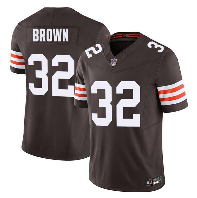 Mens Cleveland Browns #32 Jim Brown Brown FUSE Vapor Limited Stitched Football Jersey