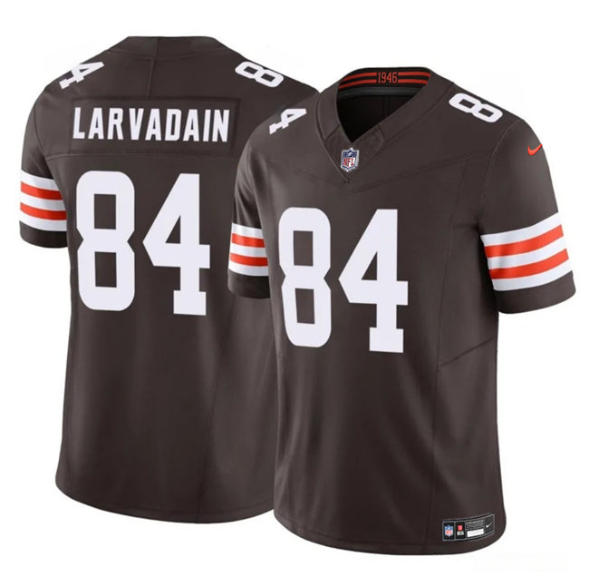 Mens Cleveland Browns #84 Gage Larvadain Brown 2025 FUSE Vapor Limited Stitched Football Jersey