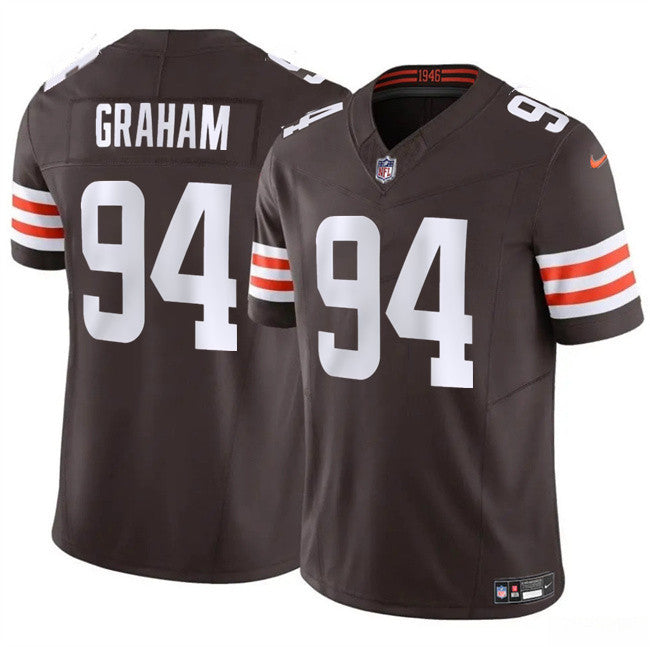 Mens Cleveland Browns #94 Mason Graham 2025 Draft FUSE Vapor Limited Stitched Football Jersey