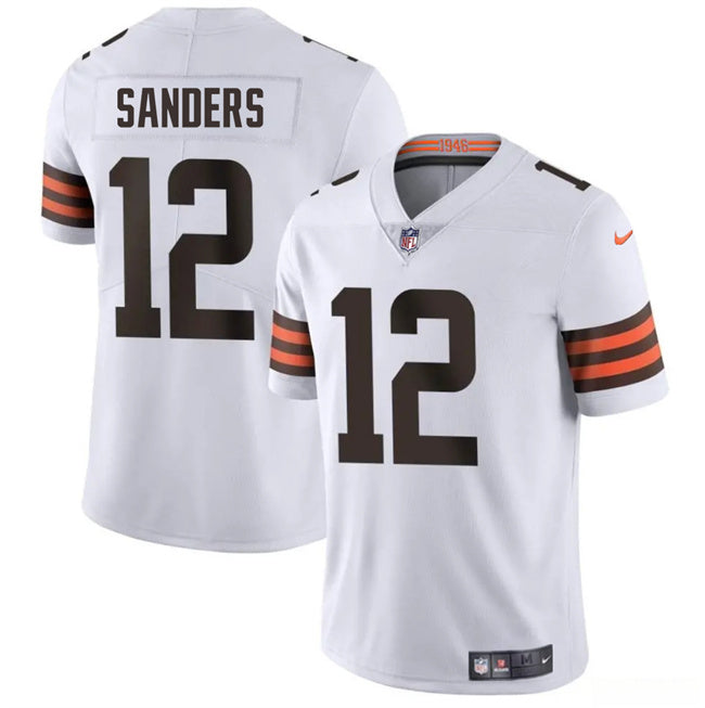 Mens Cleveland Browns #12 Shedeur Sanders White 2025 Draft Vapor Untouchable Limited Stitched Football Jersey
