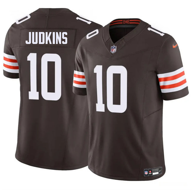 Mens Cleveland Browns #10 Quinshon Judkins Brown 2025 Draft FUSE Vapor Limited Stitched Football Jersey