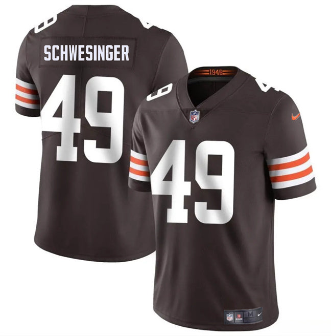 Mens Cleveland Browns #49 Carson Schwesinger Brown 2025 Draft Vapor Untouchable Limited Stitched Football Jersey
