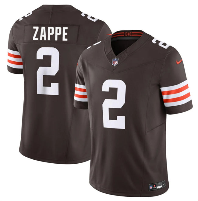 Mens Cleveland Browns #2 Bailey Zappe Brown 2024 FUSE Vapor Limited Stitched Football Jersey