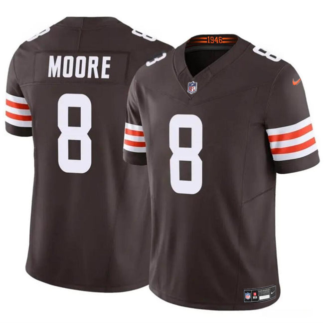 Mens Cleveland Browns #8 Elijah Moore Brown 2023 FUSE Vapor Limited Stitched Football Jersey