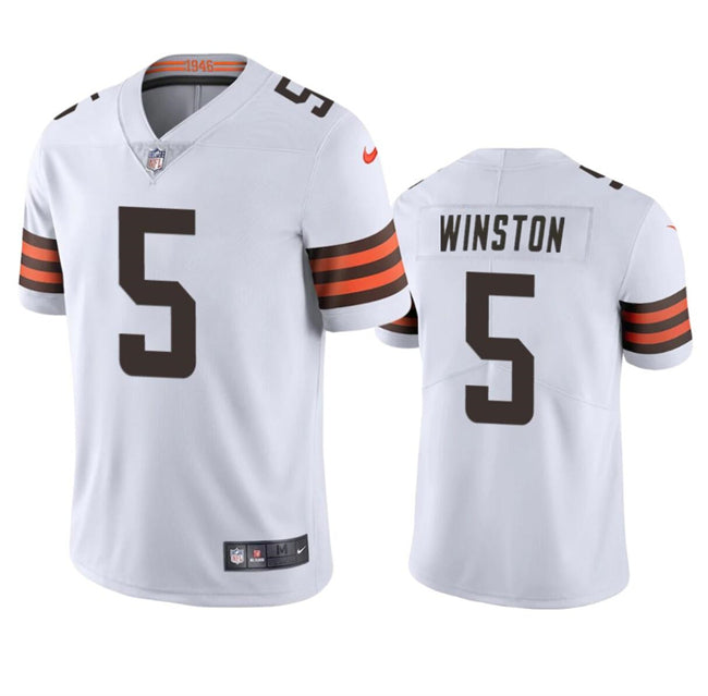 Mens Cleveland Browns #5 Jameis Winston White Vapor Limited Stitched Football Jersey