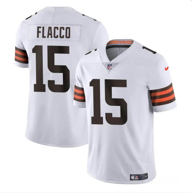 Mens Cleveland Browns #15 Joe Flacco White Vapor Untouchable Limited Stitched Jersey
