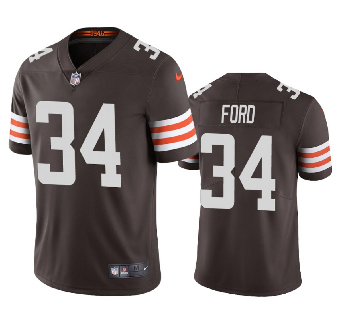 Mens Cleveland Browns #34 Jerome Ford Brown Vapor Stitched Game Jersey