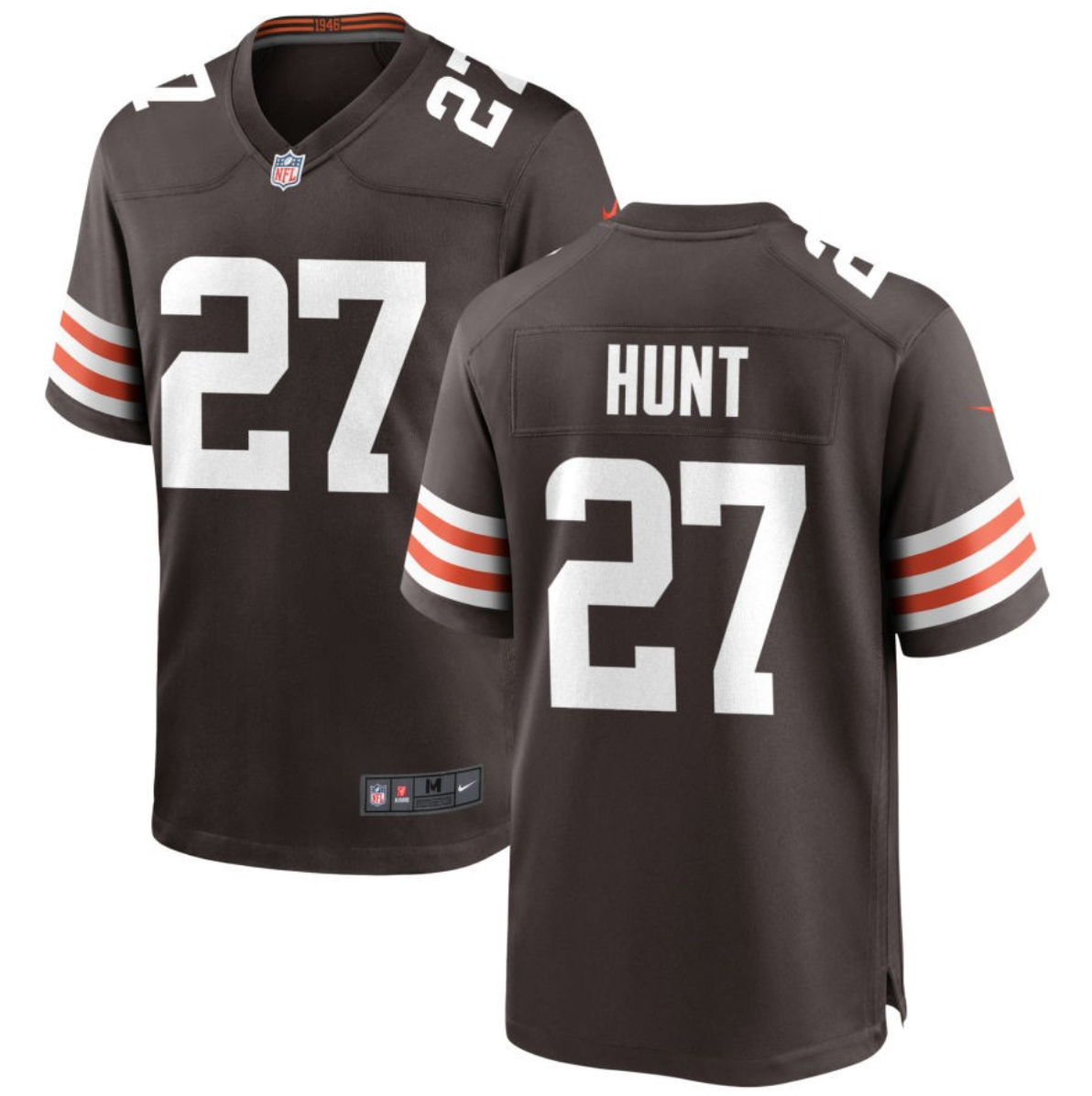 Mens Cleveland Browns #27 Kareem Hunt Brown Stitched Game Jersey
