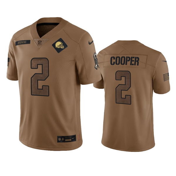 Mens Cleveland Browns #2 Amari Cooper 2023 Brown Salute To Service Limited Stitched Jersey