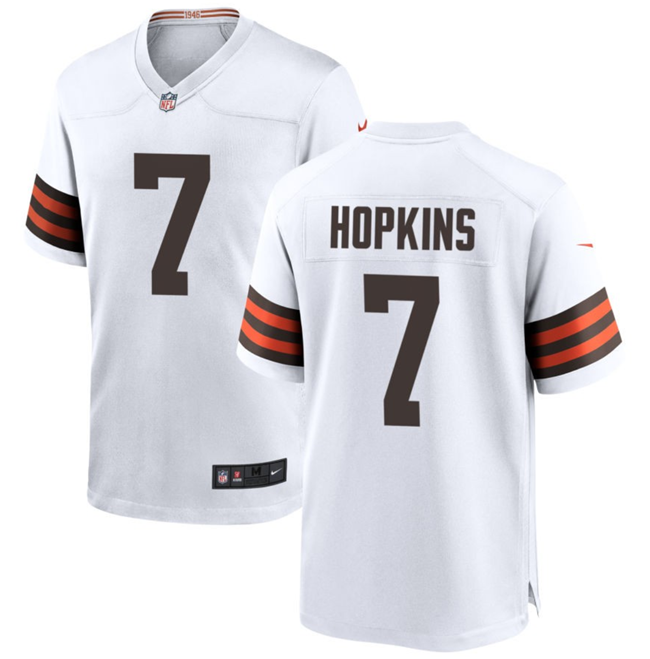 Mens Cleveland Browns #7 Dustin Hopkins White Stitched Game Football Jersey