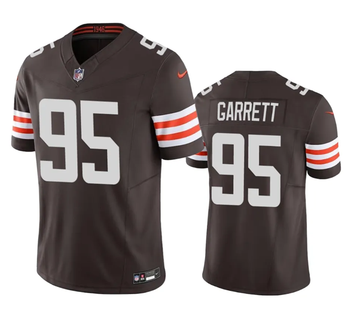 Mens Cleveland Browns #95 Myles Garrett Brown 2023 FUSE Vapor Untouchable Limited Stitched Jersey