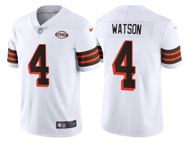 Mens Cleveland Browns #4 Deshaun Watson White 1946 Collection Vapor Untouchable Limited Stitched Jersey