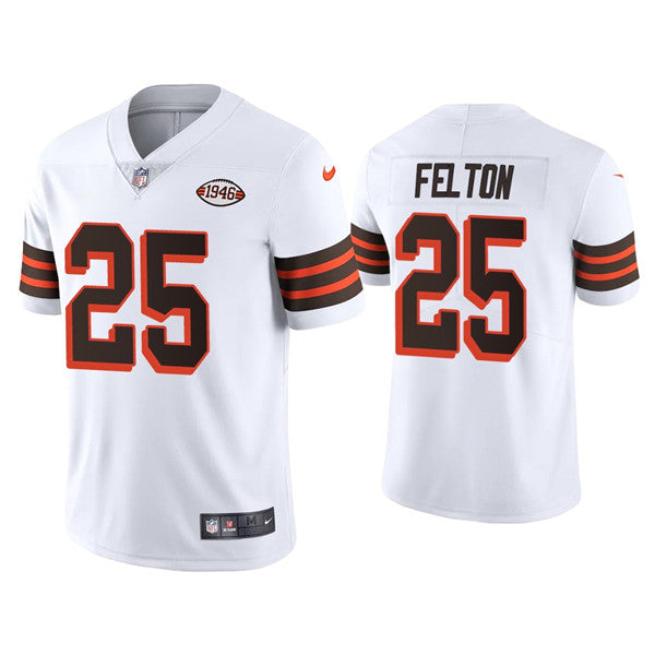 Mens Cleveland Browns #25 Demetric Felton White 1946 Collection Vapor Stitched Football Jersey