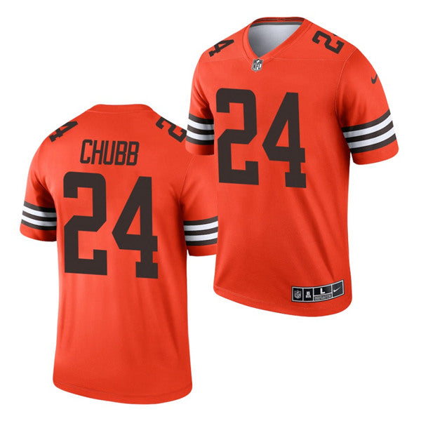 Mens Cleveland Browns #24 Nick Chubb Orange Inverted Legend Stitched Football Jersey