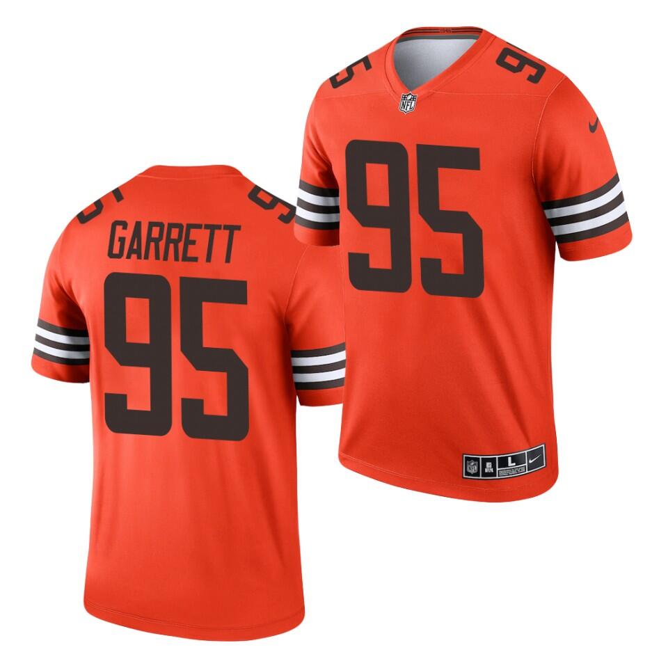 Mens Cleveland Browns #95 Myles Garrett Orange Inverted Legend Stitched Football Jersey