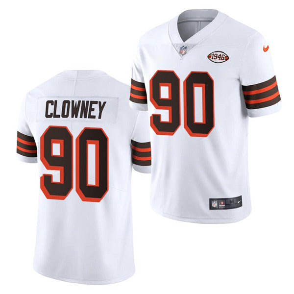 Mens Cleveland Browns #90 Jadeveon Clowney White 1946 Collection Vapor Stitched Football Jersey