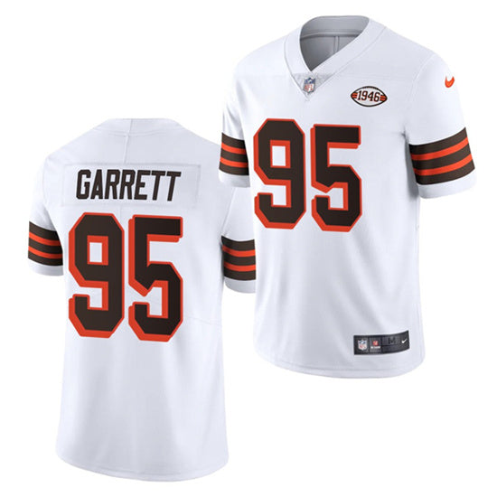 Mens Cleveland Browns #95 Myles Garrett White 1946 Collection Vapor Stitched Football Jersey