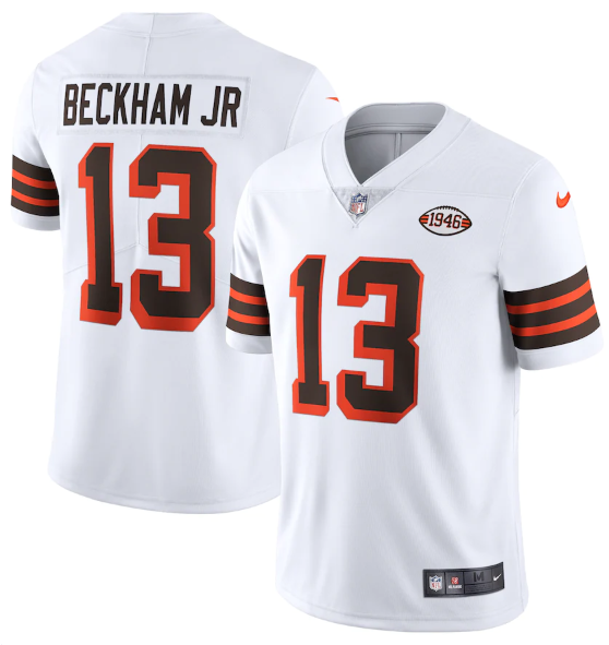 Mens Cleveland Browns #13 Odell Beckham Jr White 1946 Collection Vapor Stitched Football Jersey