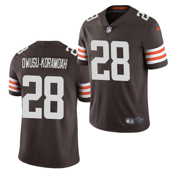Mens Cleveland Browns #28 Jeremiah Owusu-Koramoah 2021 Draft Brown Vapor Untouchable Limited Stitched NFL Jersey