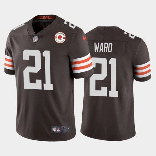 Mens Cleveland Browns #21 Denzel Ward 2021 Brown 75th Anniversary Vapor Untouchable Limited Stitched NFL Jersey