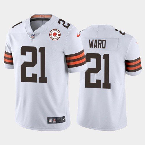 Mens Cleveland Browns #21 Denzel Ward 2021 White 75th Anniversary Vapor Untouchable Limited Stitched NFL Jersey